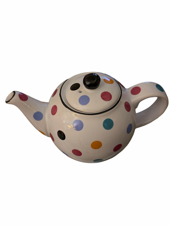 London Pottery Other - London Pottery chic white multi color poka dot Globe English ceramic TeaPot 2cup